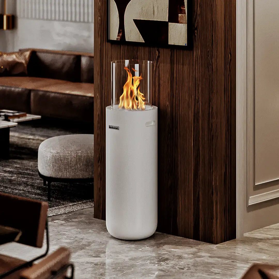 Burn Taşınabilir Şömine Beyaz 4