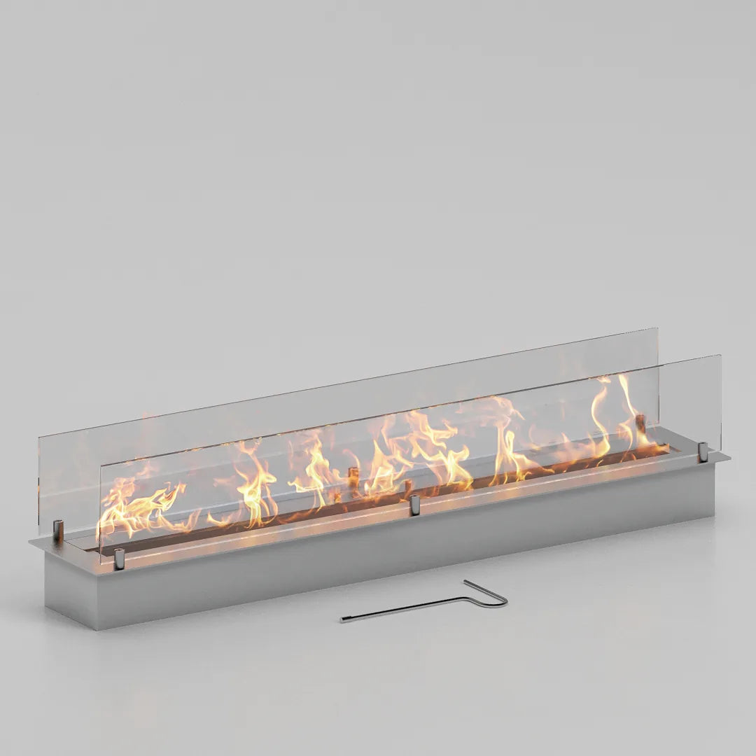 100 cm çift camlı dikdörtgen bioethanol burner