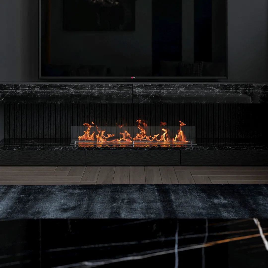 100 cm tek camlı dikdörtgen bioethanol burner, mekan görünümü