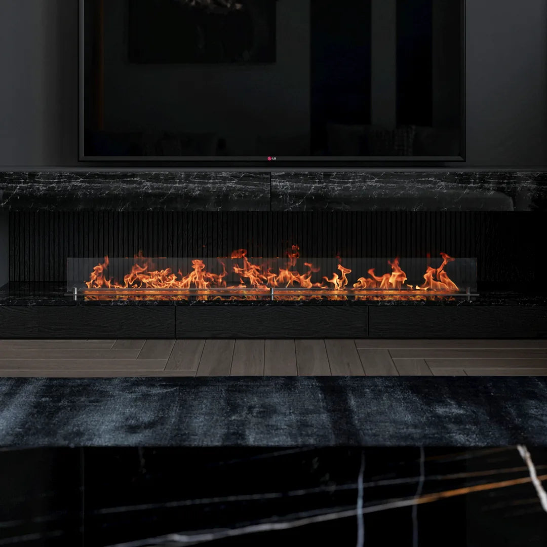 160 cm çift camlı dikdörtgen bioethanol burner, mekan görünümü