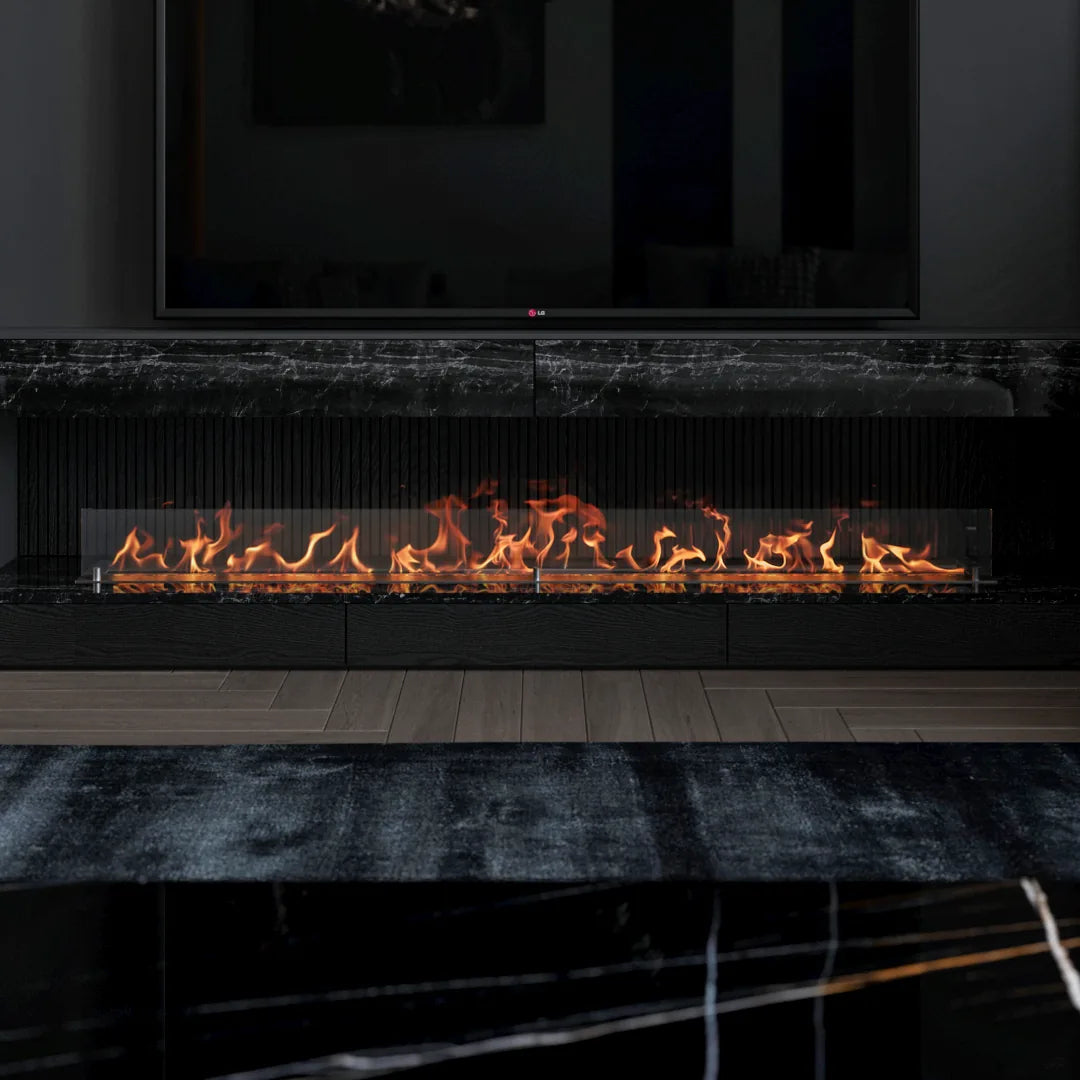 180 cm tek camlı dikdörtgen bioethanol burner, mekan görünümü