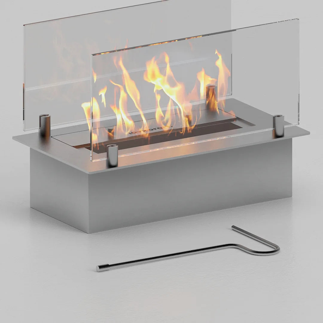 32 cm çift camlı dikdörtgen bioethanol burner