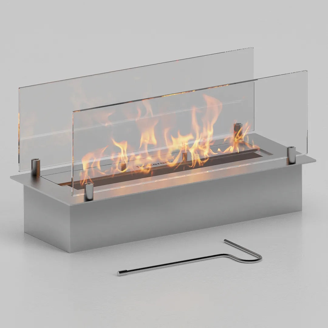 45 cm çift camlı dikdörtgen bioethanol burner