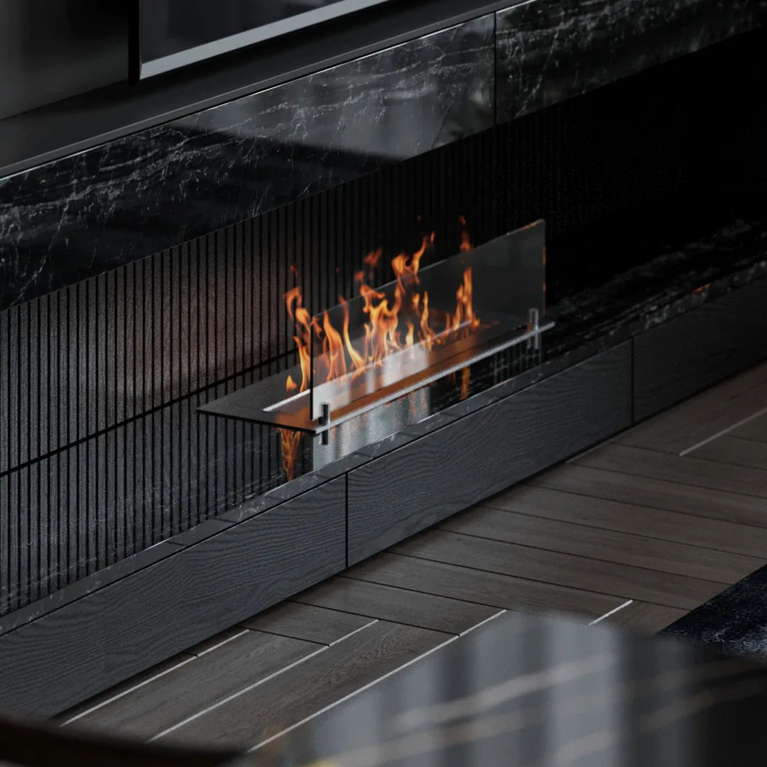 60 cm camsız dikdörtgen bioethanol burner, şömine uygulaması