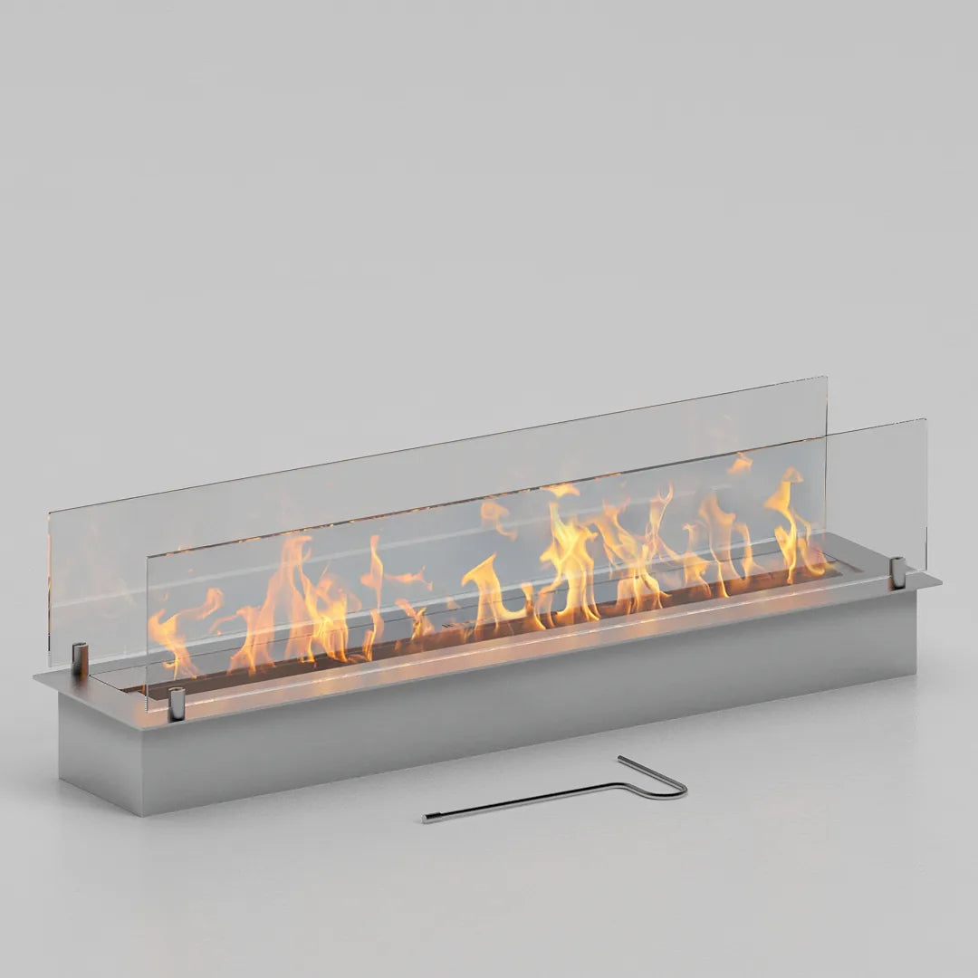 80 cm çift camlı dikdörtgen bioethanol burner