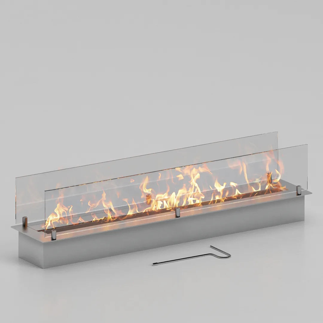 90 cm çift camlı dikdörtgen bioethanol burner