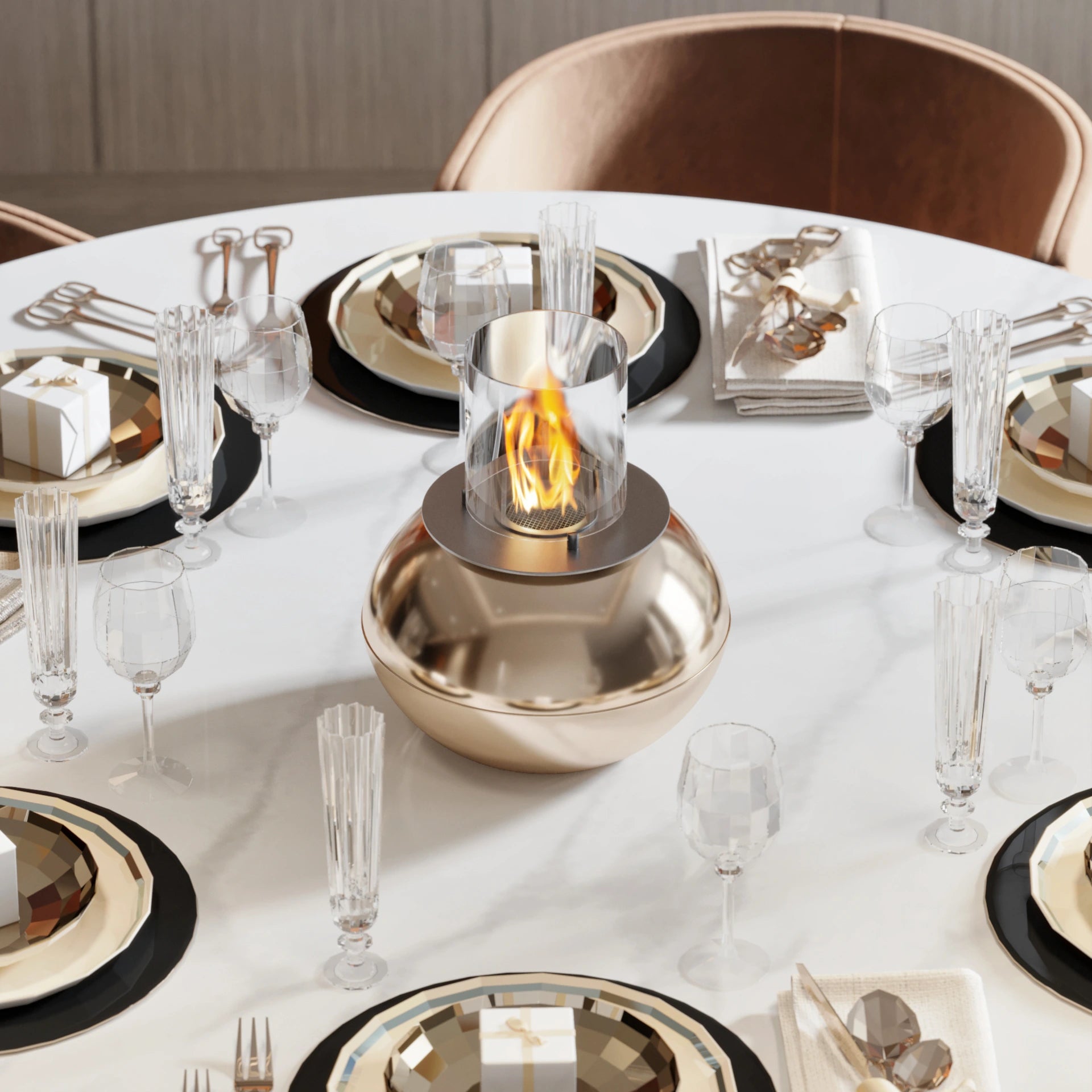 Shine Masaüstü Şömine Altın 4