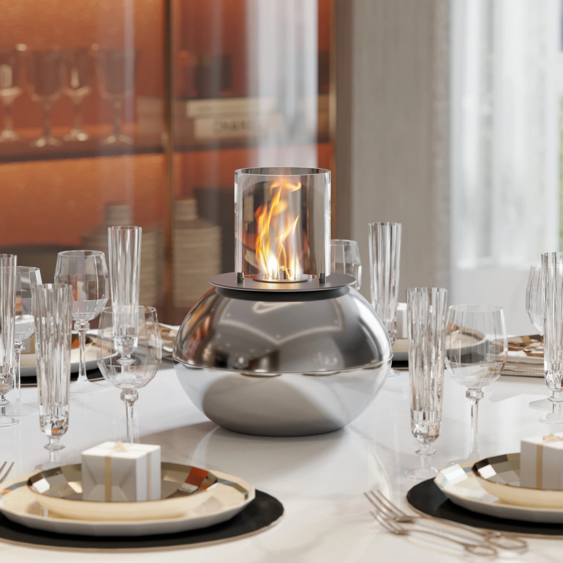 Shine Masaüstü Şömine Gümüş 4