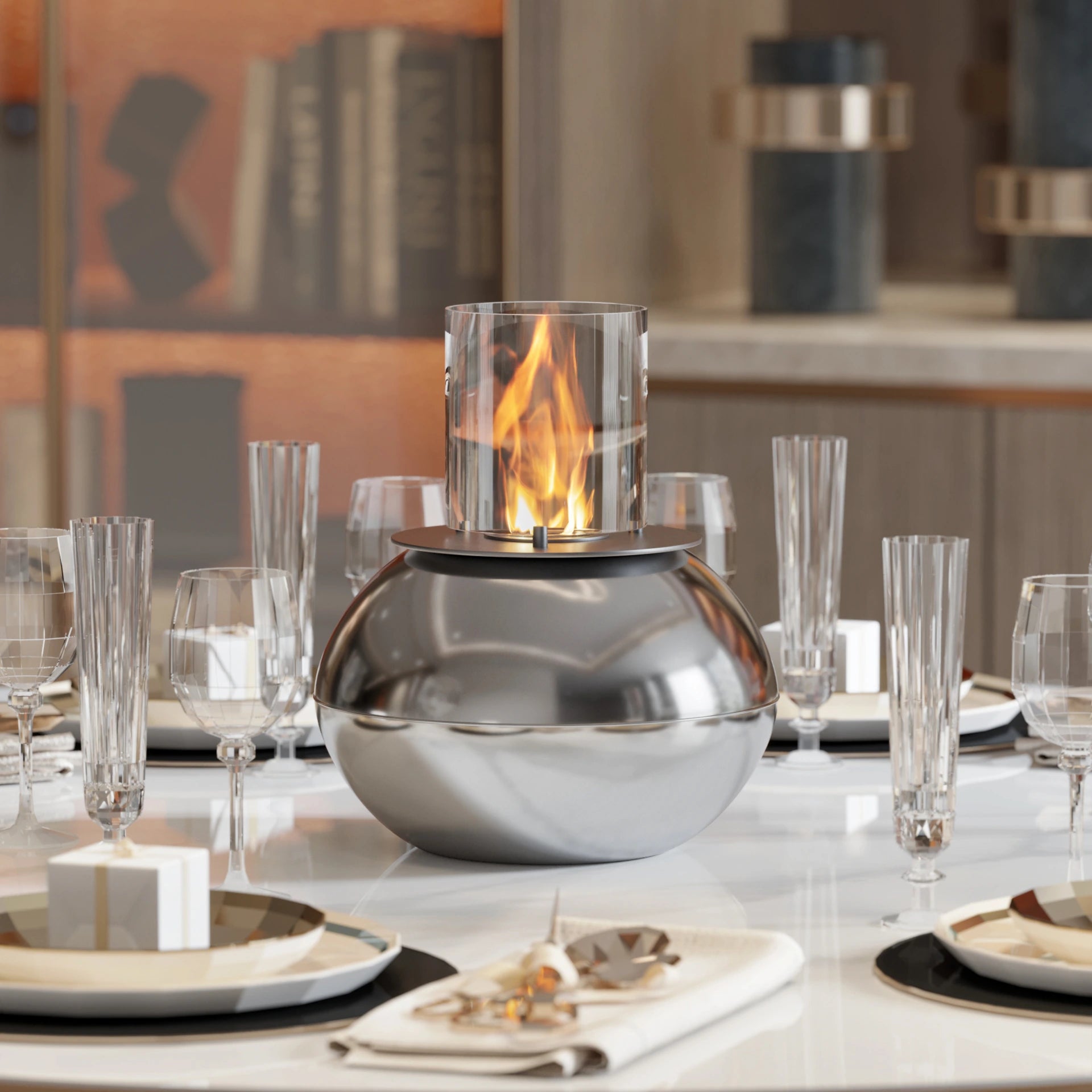 Shine Masaüstü Şömine Gümüş 5