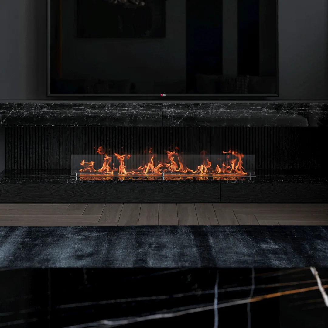 120 cm çift camlı dikdörtgen bioethanol burner, mekan görünümü