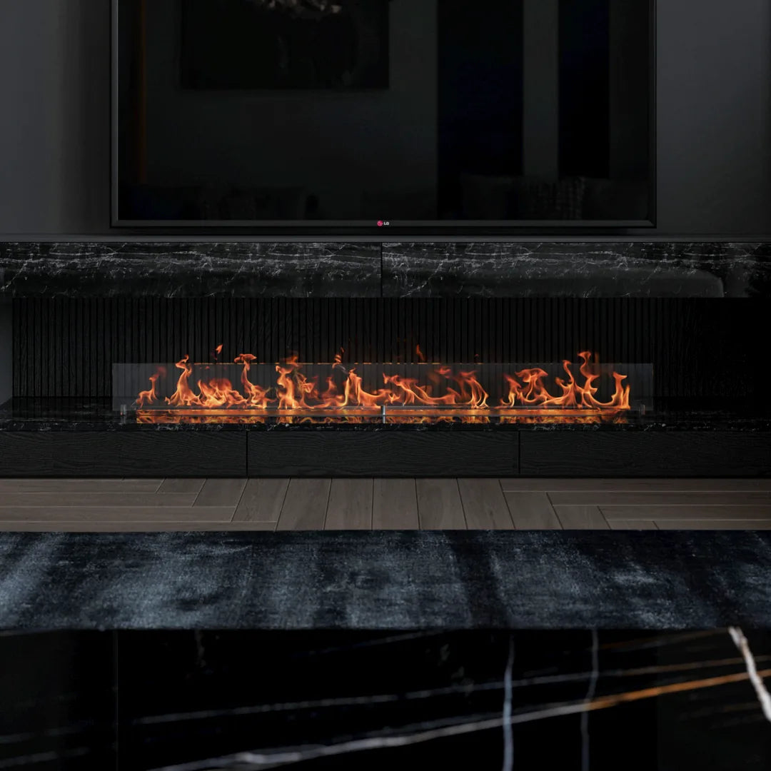 150 cm çift camlı dikdörtgen bioethanol burner, mekan görünümü